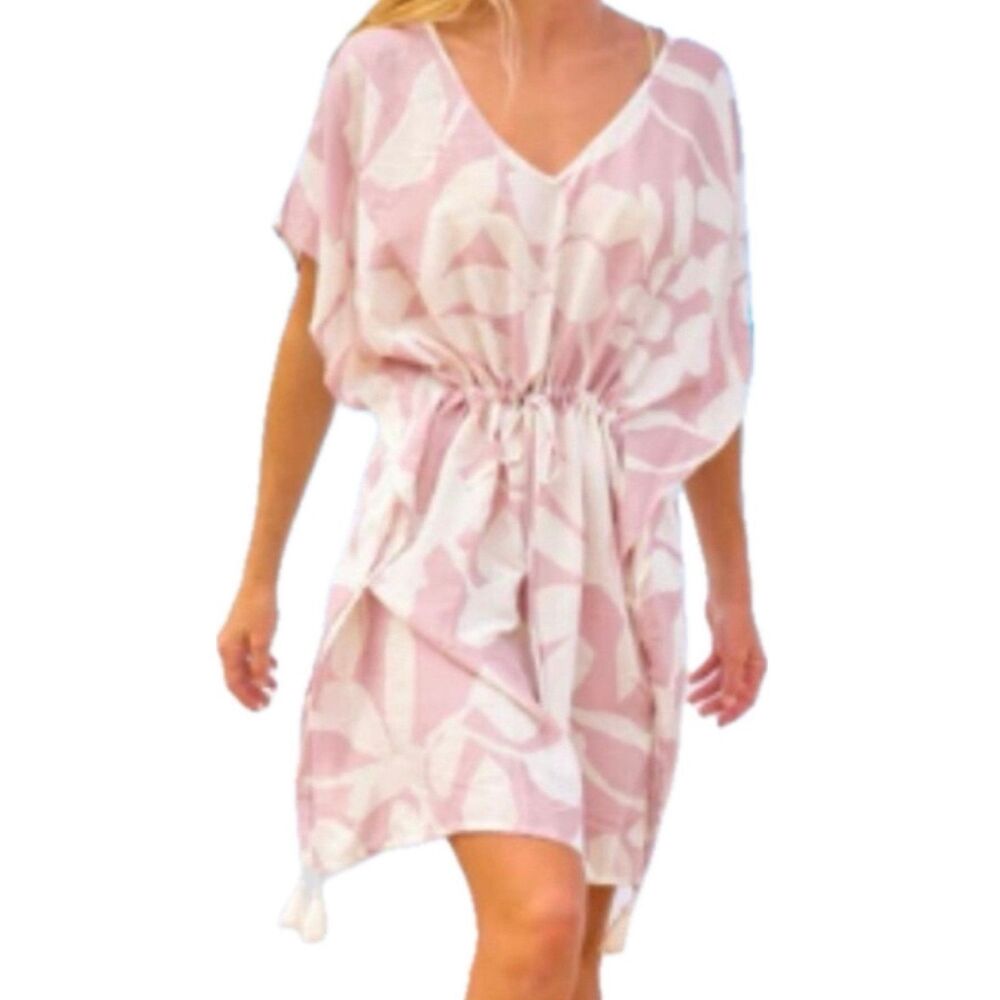 Poolside Paradiso Tropical Islander Side Tassels Beach Cover Up Dress XS/S